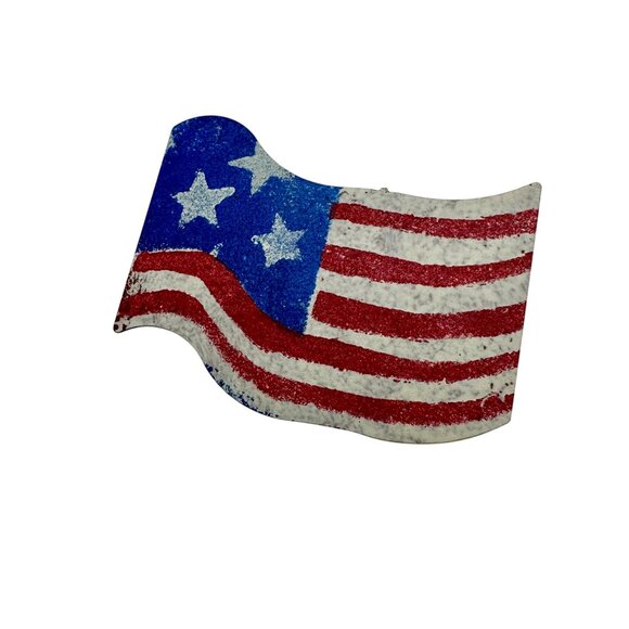Flag Pin Brooch Handmade USA Patriotic Waving Metal Painted - Picture 3 of 6